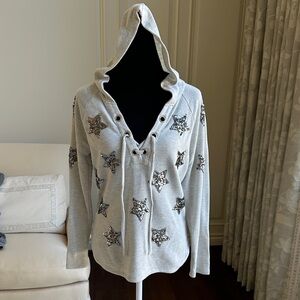 INC International Concepts Silver Star Embellished Hoodie